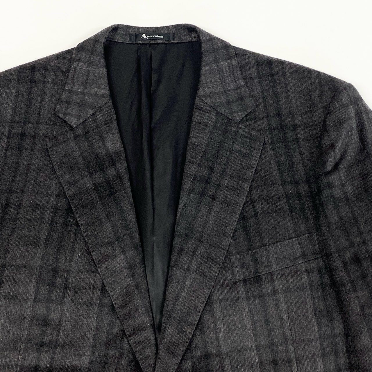 50a19 Aquascutum LONDON アクアスキュータム テーラードジャケット カシミヤジャケット チェック柄  メンズ 紳士服 サイズ105 3L グレー系 カシミア100％u02t