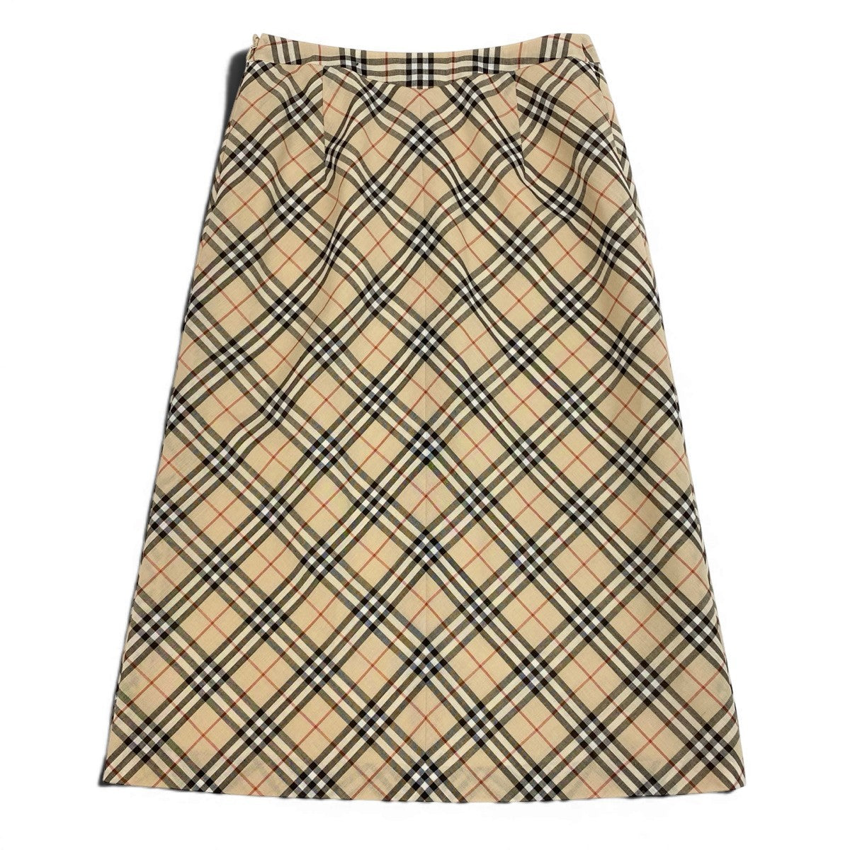 Ig16 BURBERRY LONDON BLUE LABEL バーバリーロンドン ブルーレーベル ノバチェック 台形スカート ミディアム丈 サイズ38 ベージュ レディースo07t