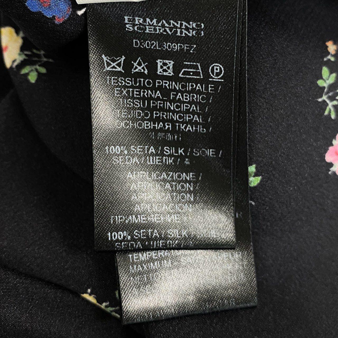 3g2 《美品》 ERMANNO SCERVINO エルマンノシェルビーノ 半袖シャツ カットソー トップス レース 花柄 サイズ38 ブラック シルク レディース 女性用