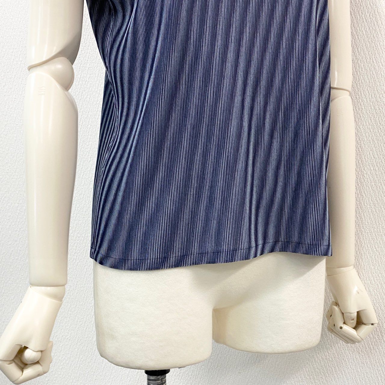37a16 PLEATS PLEASE ISSEY MIYAKE プリーツプリーズイッセイミヤケ 日本製 プリーツカットソー 半袖Tシャツ ストライプ プルオーバー トップス PP01FK352 3 ブルー