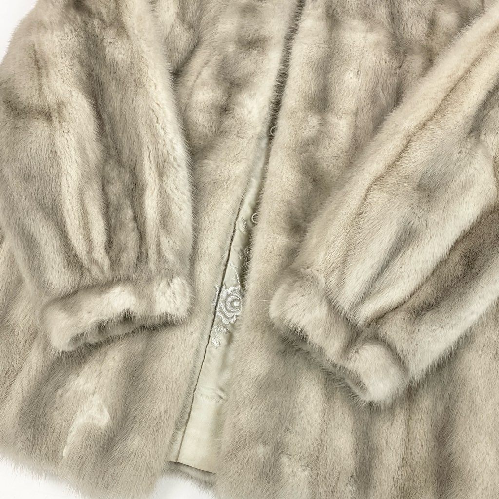 25L15 EMBA エンバ サファイアミンク ファーコート サイズF シルバーグレー 本毛皮 MINK FUR ポケット有t18r