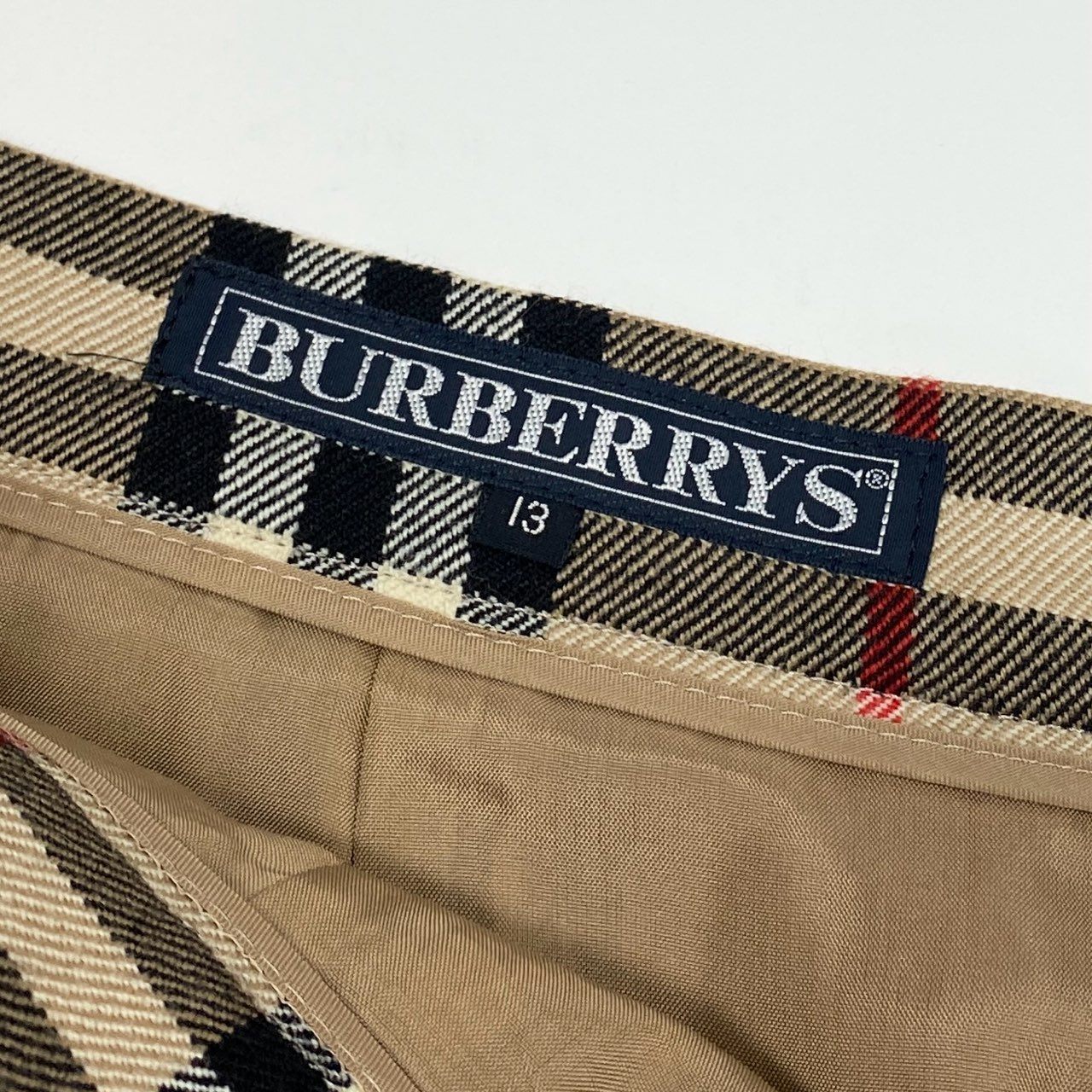 43b20 Vintage Burberrys バーバリーズ ヴィンテージ ノバチェック フレアスカート タックプリーツ 13 ベージュ系 ウール レディースu02t