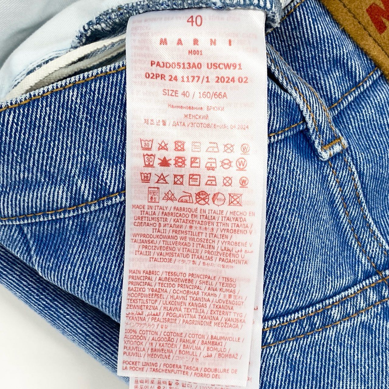 40h24 《極美品》MARNI マルニ キャロットジーンズ デニム 2024年 ロゴワッペン PAJD0513A0 USCW91 40サイズ ブルー レディース 女性用k02i