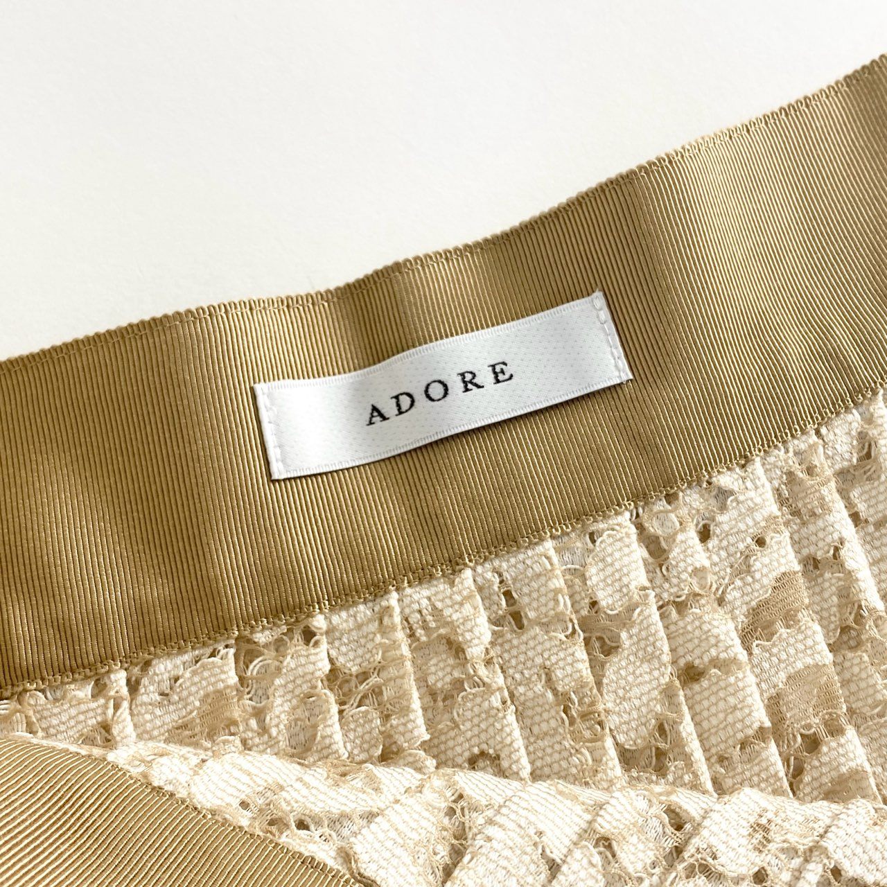 19d4 ADORE アドーア アシンメトリー レーススカート 38 ベージュ ホワイト 日本製 ボトムス SKIRT