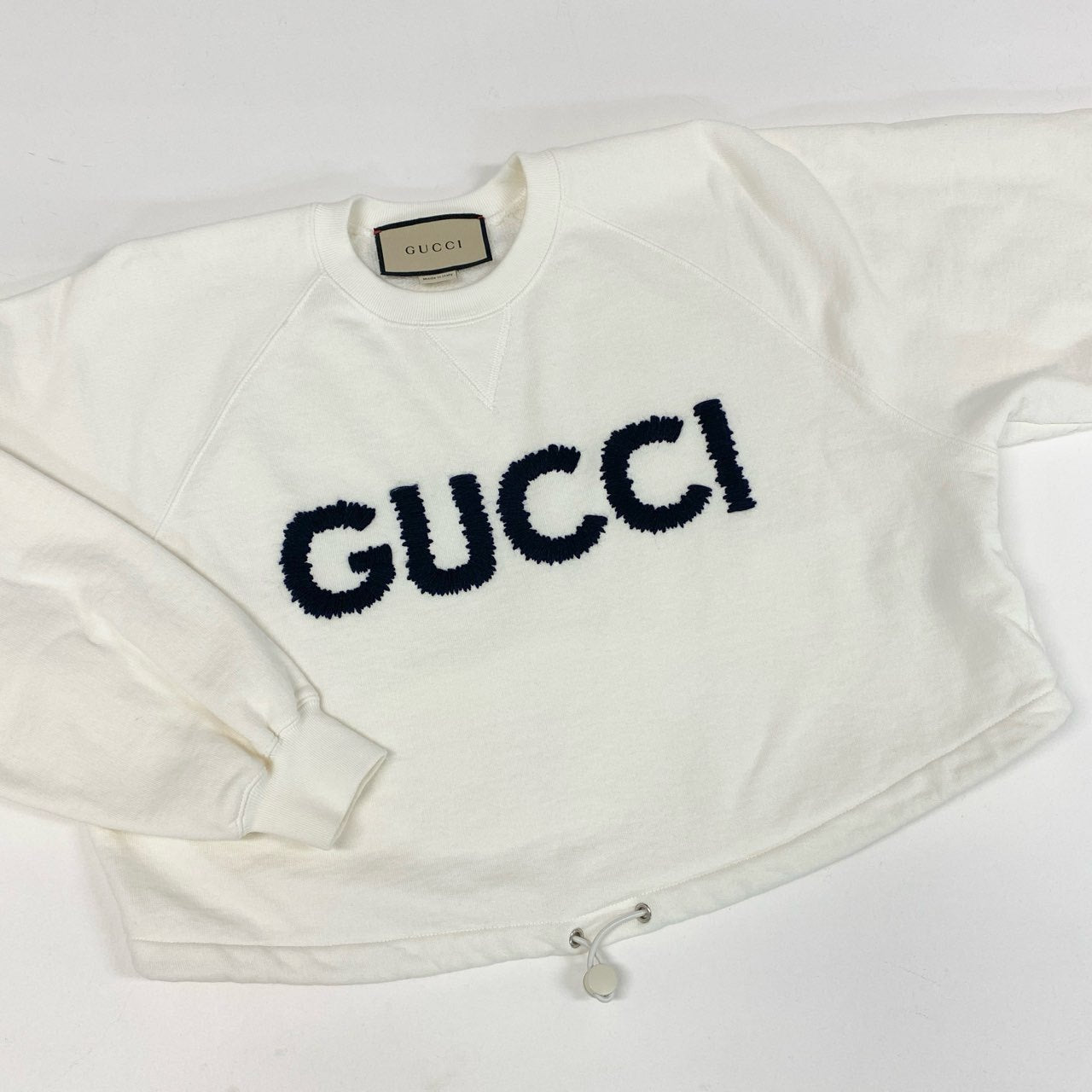 33i25 GUCCI グッチ 24ss クロップド スウェット トレーナー ドローストリング トップス 760366XJGDL XS アイボリー レディースu02t