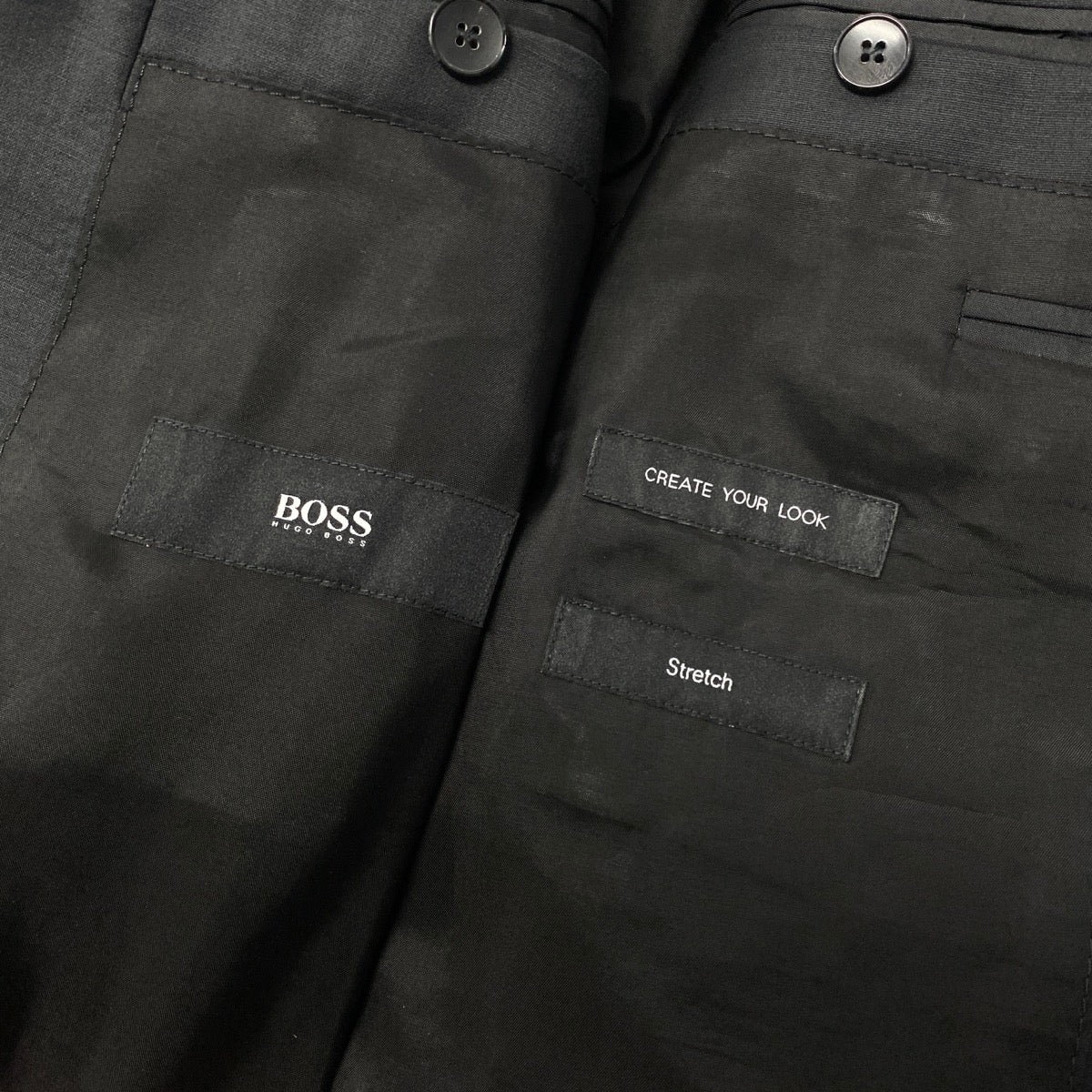 80e13 HUGO BOSS ヒューゴボス スーツセットアップ テーラードジャケット スラックス 46サイズ ブラック メンズ 男性用u02t