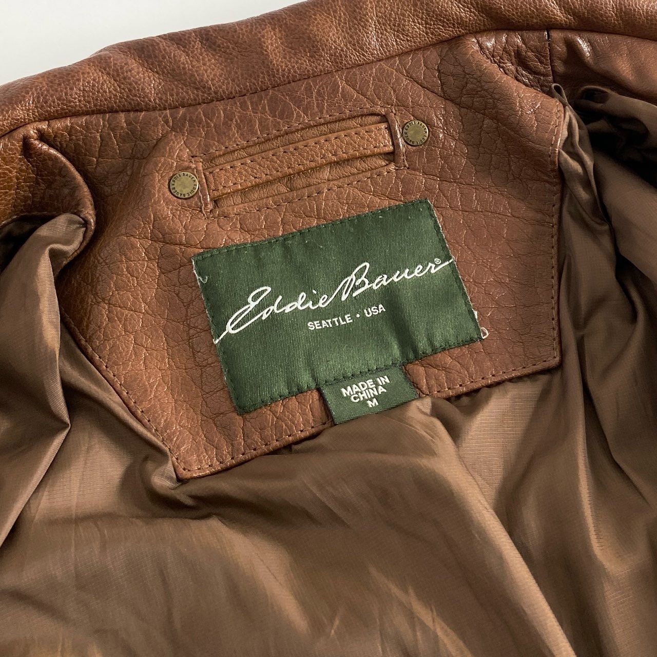 23h11 Eddie Bauer エディーバウアー カウレザー レザージャケット ハンティングジャケット サイズM ブラウン 牛革 メンズ アメカジ