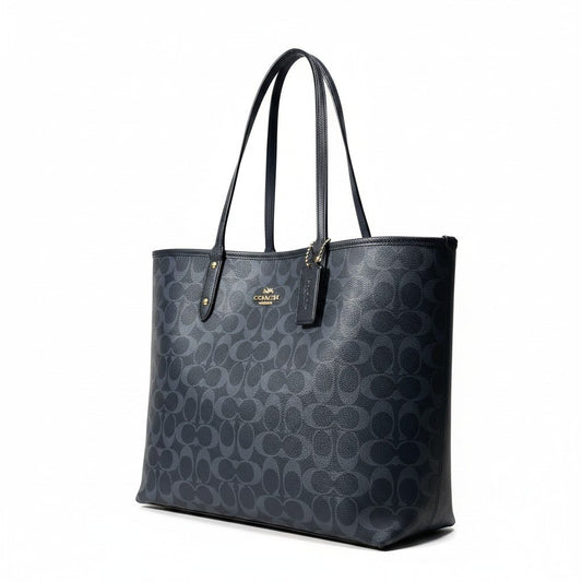 f12 COACH コーチ リバーシブル シグネチャー トートバッグ Reversible Signature Tote Bag K1732 / F58293 ネイビーt18r