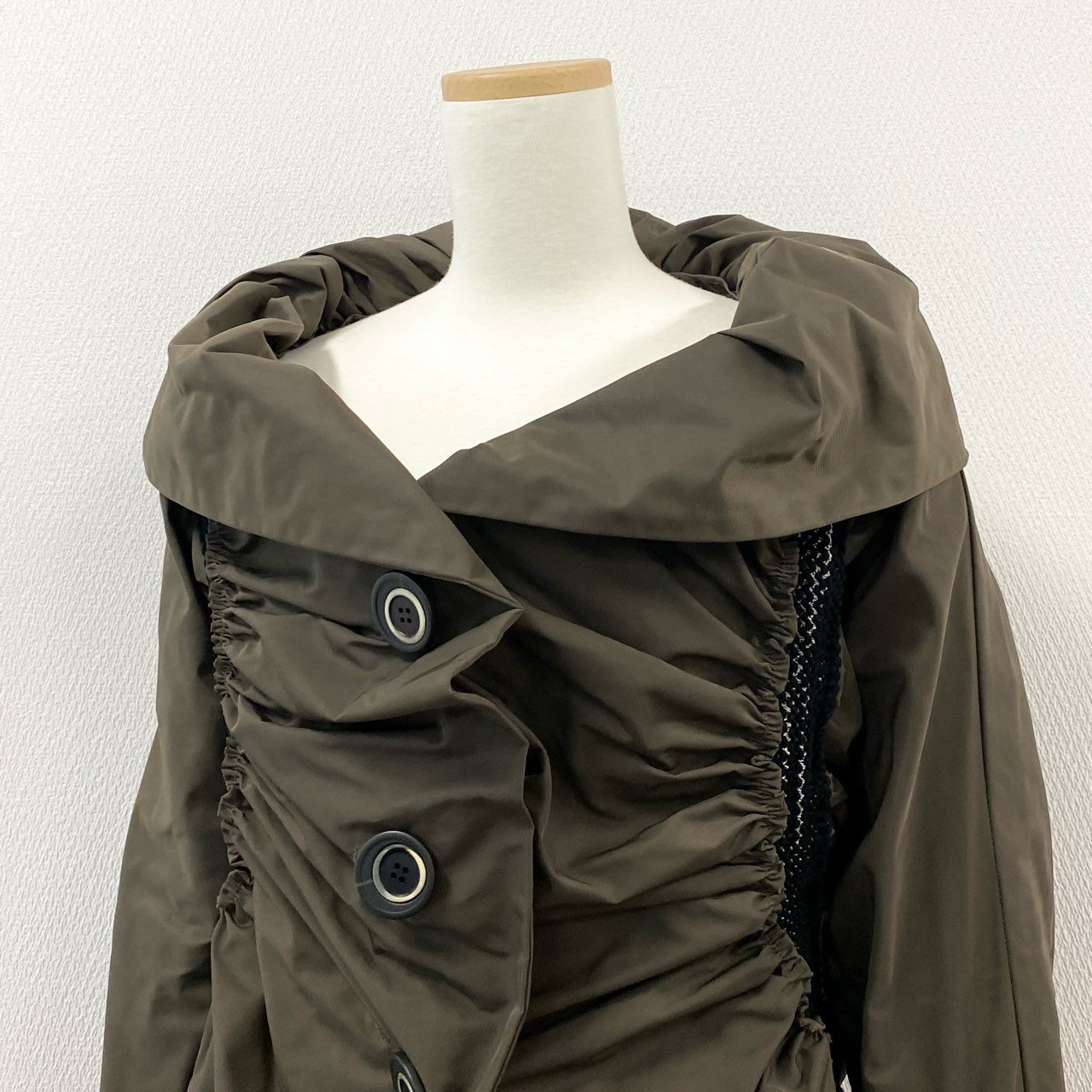 Ad9 ISSEY MIYAKE イッセイミヤケ 変形ジャケット ロングジャケット IM73FD526 2 カーキ レディースu02t