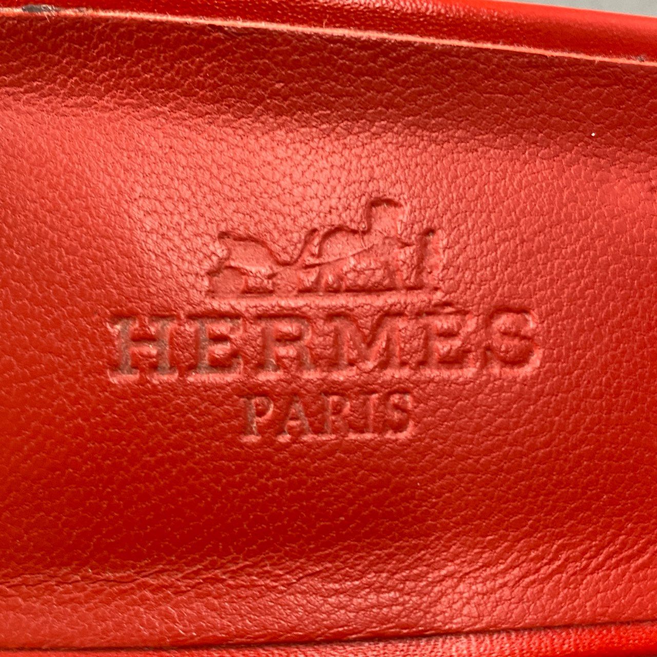 6f18 HERMES エルメス MONA モナ サンダル シェーヌダンクル 37 レッド レザー シューズ イタリア製