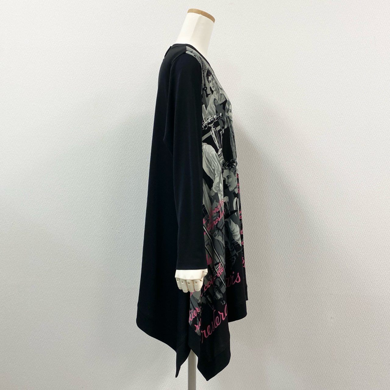 2k19《美品》 TOKUKO 1er VOL トクコプルミエヴォル 長袖ワンピース ロングワンピース 20周年限定モデル Aライン 変形デザイン 9 ブラック レディースu02t