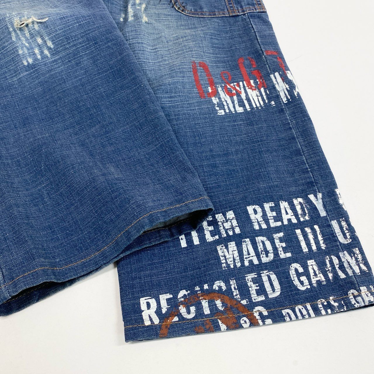 84L19 DOLCE&GABBANA ドルチェアンドガッパーナ 00`s vintage ダメージデニム カーゴパンツ ペイント加工 29 / 43 インディゴブルー コットン100％k02i