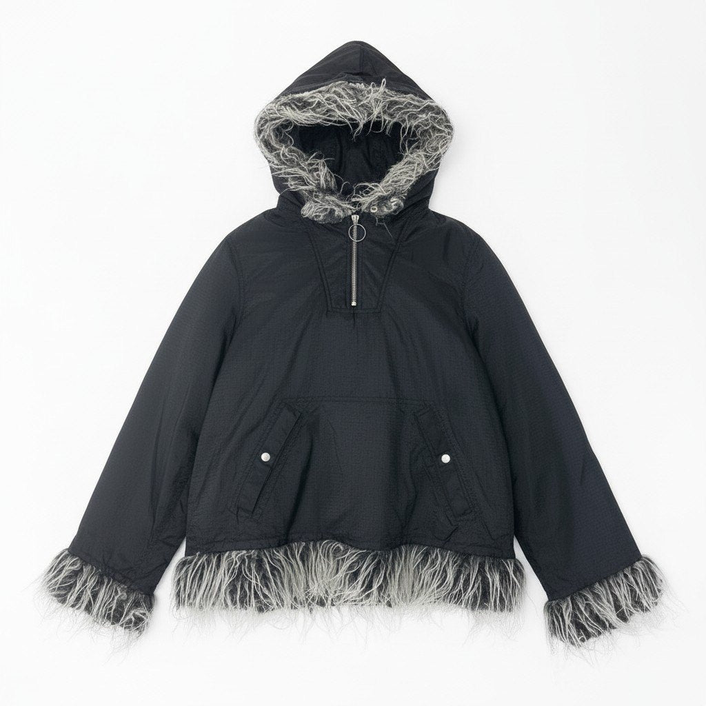 72c24 DIESEL ディーゼル Y2K リバーシブル ファーバーカー Vintage Reversible Fur Parka ブラック ヴィンテージ レアデザインt18r
