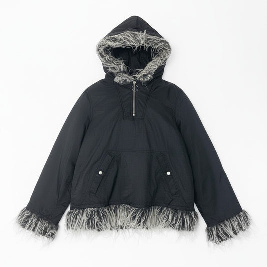 72c24 DIESEL ディーゼル Y2K リバーシブル ファーバーカー Vintage Reversible Fur Parka ブラック ヴィンテージ レアデザインt18r