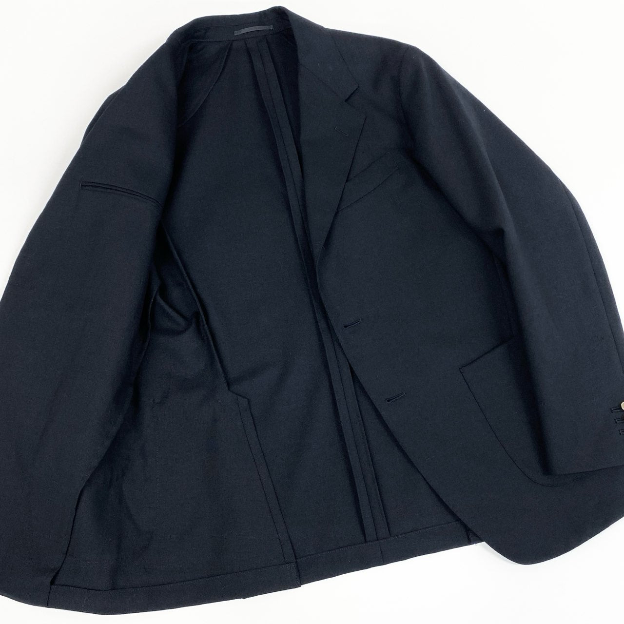 24i25《極美品》 BRITISH MADE ブリティシュメイド テムズ テーラードジャケット 紺ブレザー 真鍮メッキボタン L ダークネイビー ウール メンズu02t