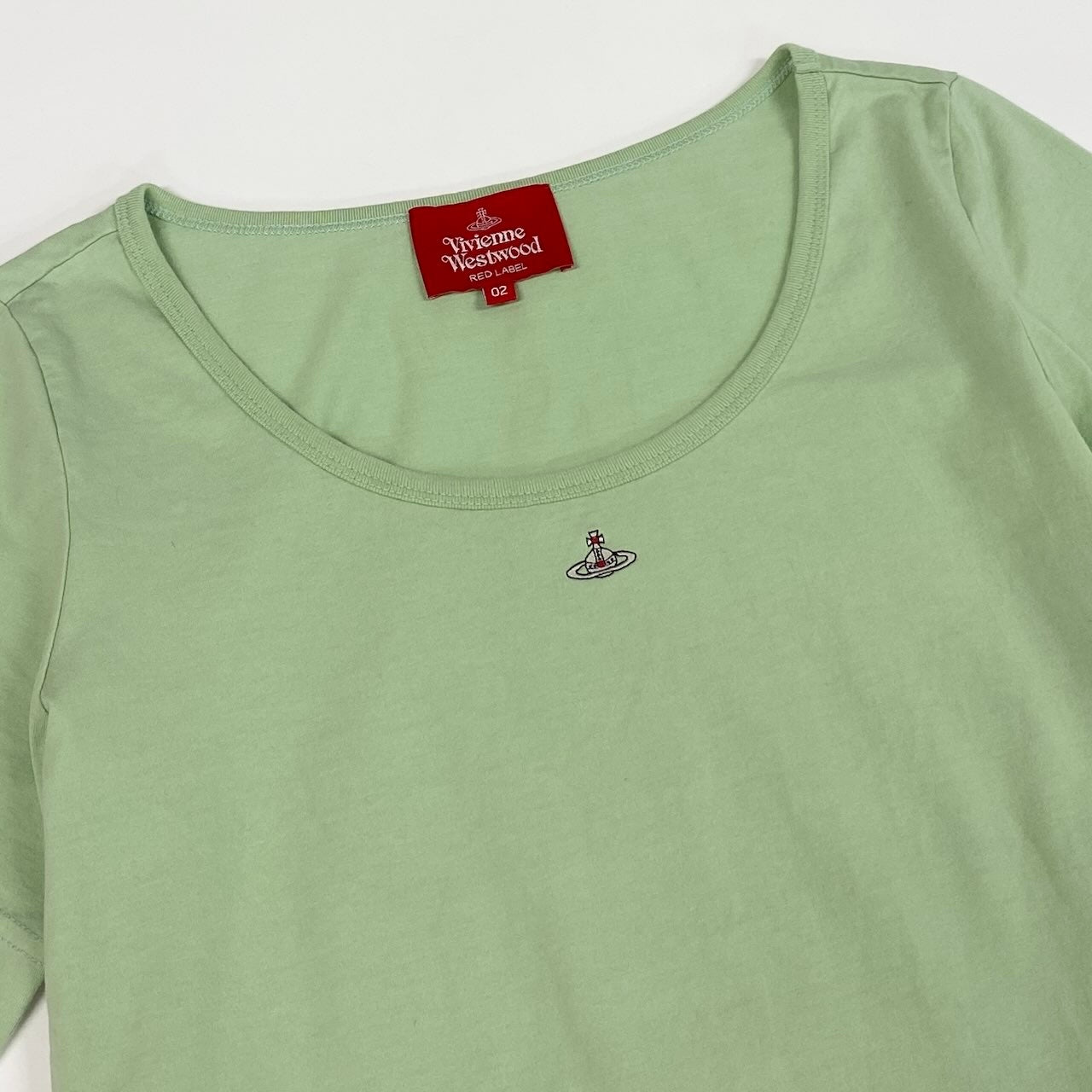 Ie7 Vivienne WestWood RED LABEL ヴィヴィアンウエストウッド レッドレーベル オーブ刺繍 カットソー ORB 半袖Tシャツ トップス 16-12-341020 サイズ02 ライトグリーン コットン100％ レディース 女性服u02t