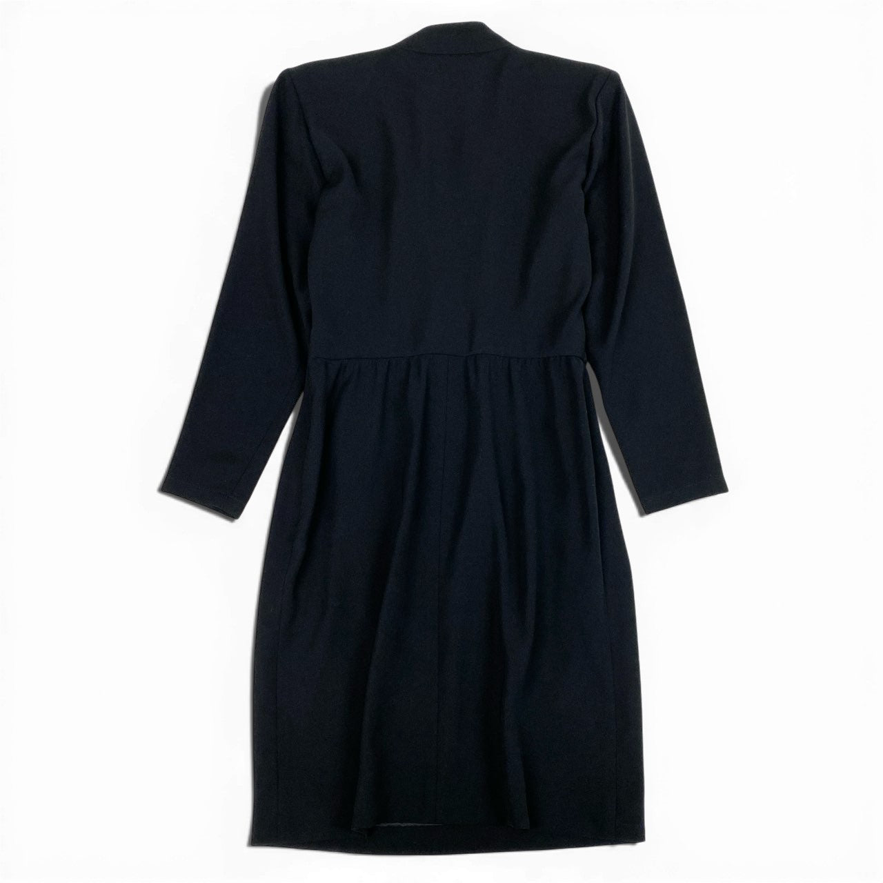 67a3 Vintage Yves Saint Laurent ヴィンテージ イブサンローラン 長袖 ラップワンピース Wrap Dress Large Buttons S ブラック レディースo07t