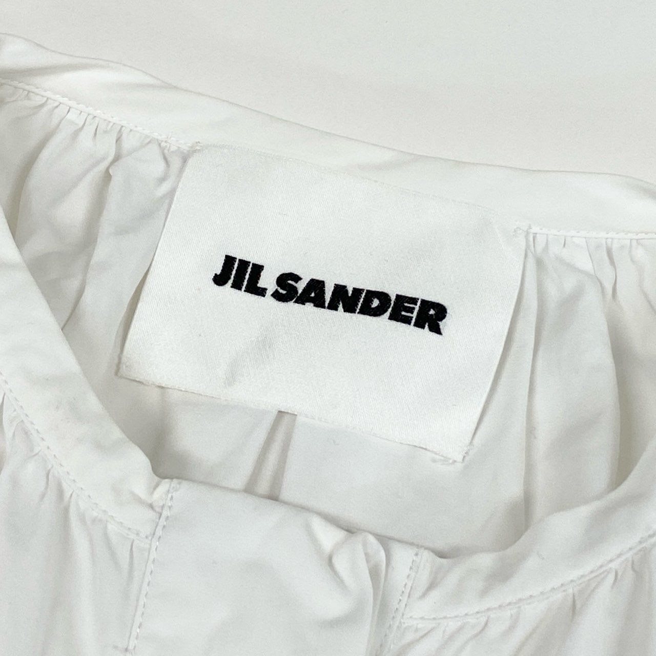 Eb2《美品》 JIL SANDER ジルサンダー ギャザーネック オーバーサイズ シャツ ブラウス トップス JSPP602306 36 ホワイト コットン レディースu02t