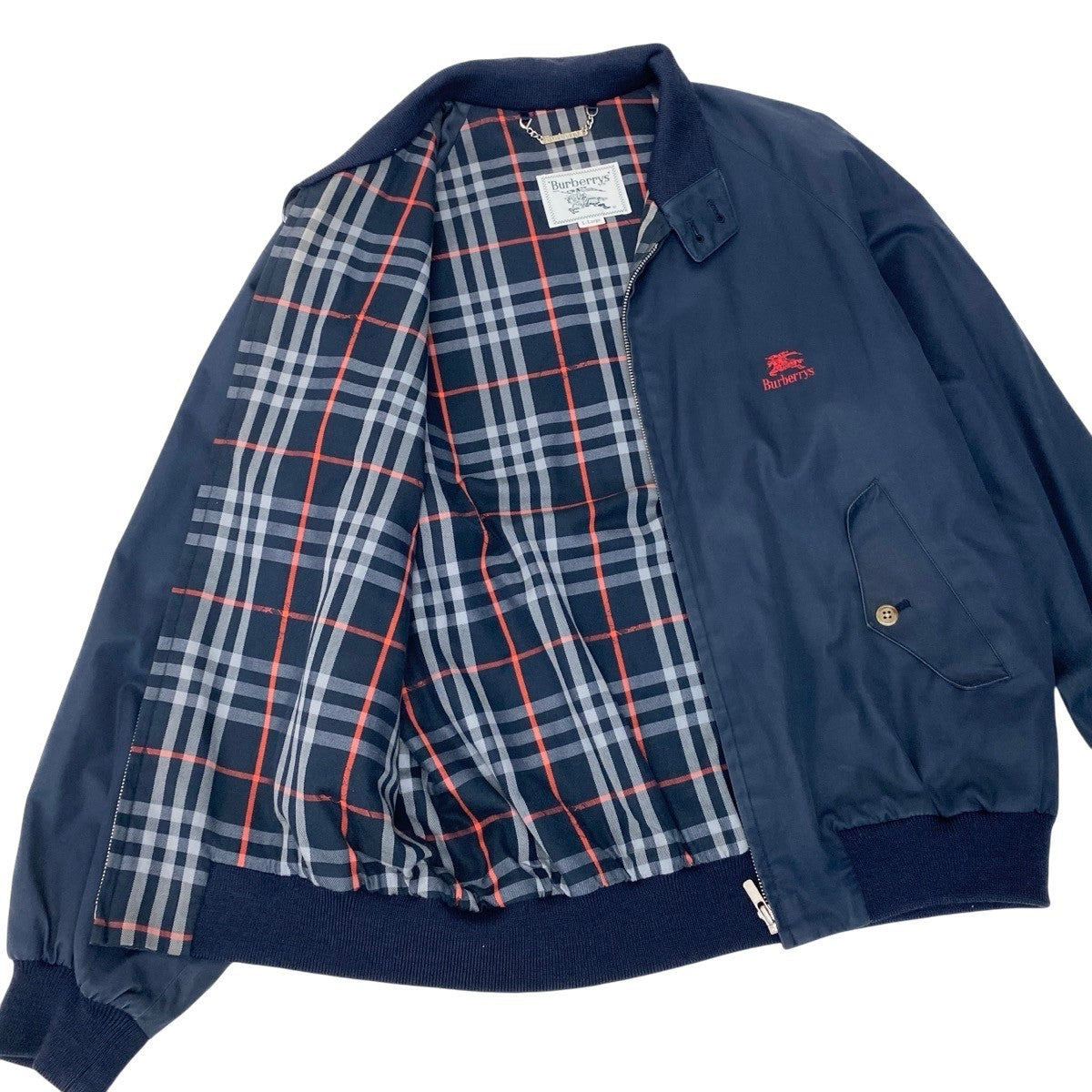 26f16 Burberrys バーバリーズ ハリントンジャケット ブルゾンジャケット アウター Lサイズ ネイビー コットン100％ メンズ 男性用u02t