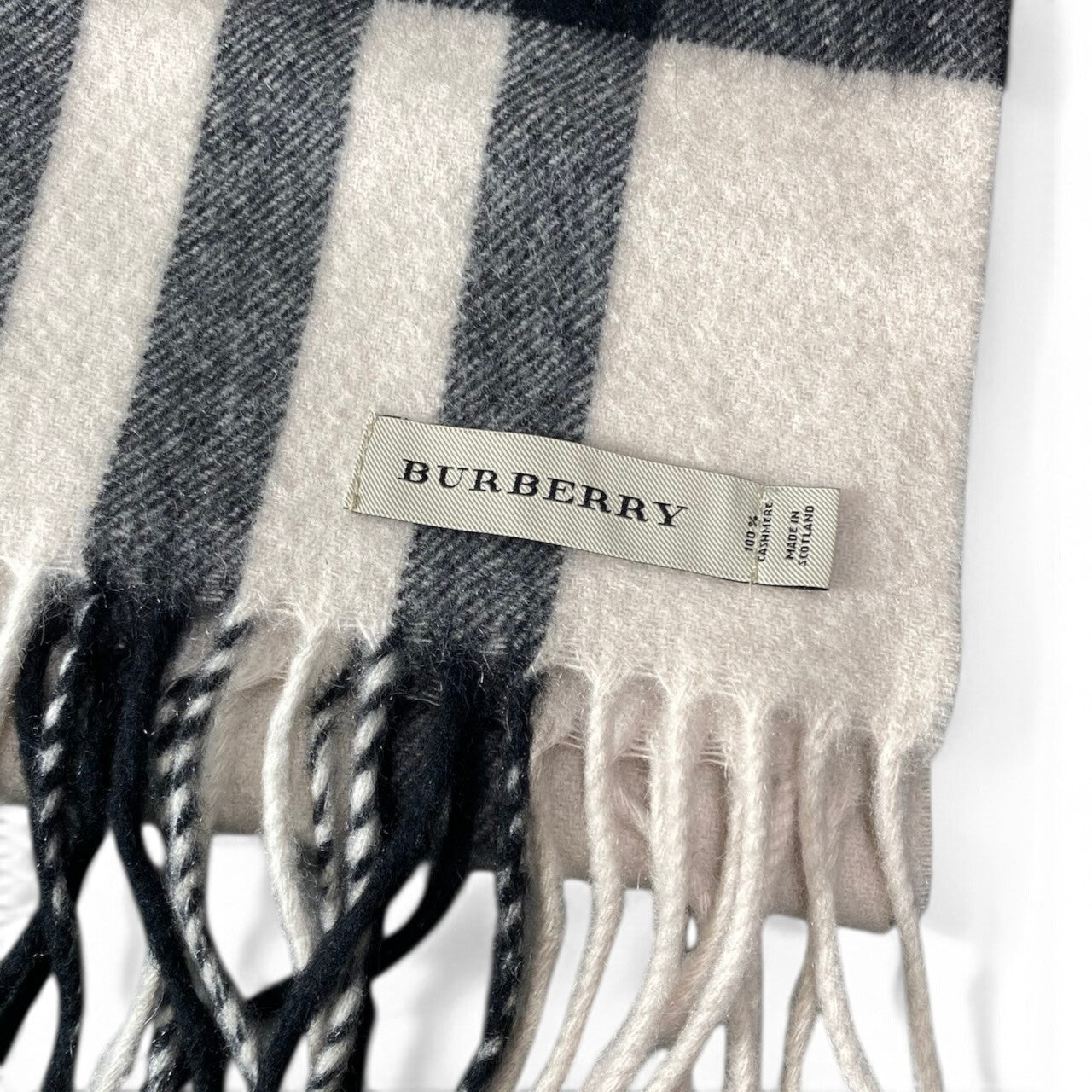 h20 BURBERRY バーバリー カシミヤ100％ チェックマフラー Check Cashmere Scarf beige スカーフ スコットランド製t18r