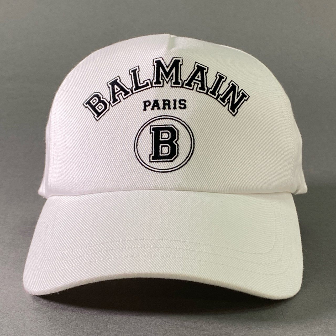 a17 BALMAIN バルマン B PARIS CAP ベースボールキャップ ホワイト ユニセックス 帽子 刺繍