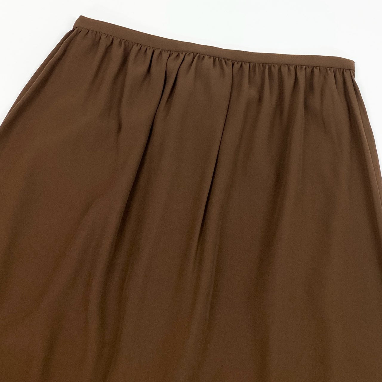 Ed7 CELINE セリーヌ シルクスカート 膝丈スカート フリル フロントボタン サイズ38 ブラウン シルク100％ レディース 女性用o07t