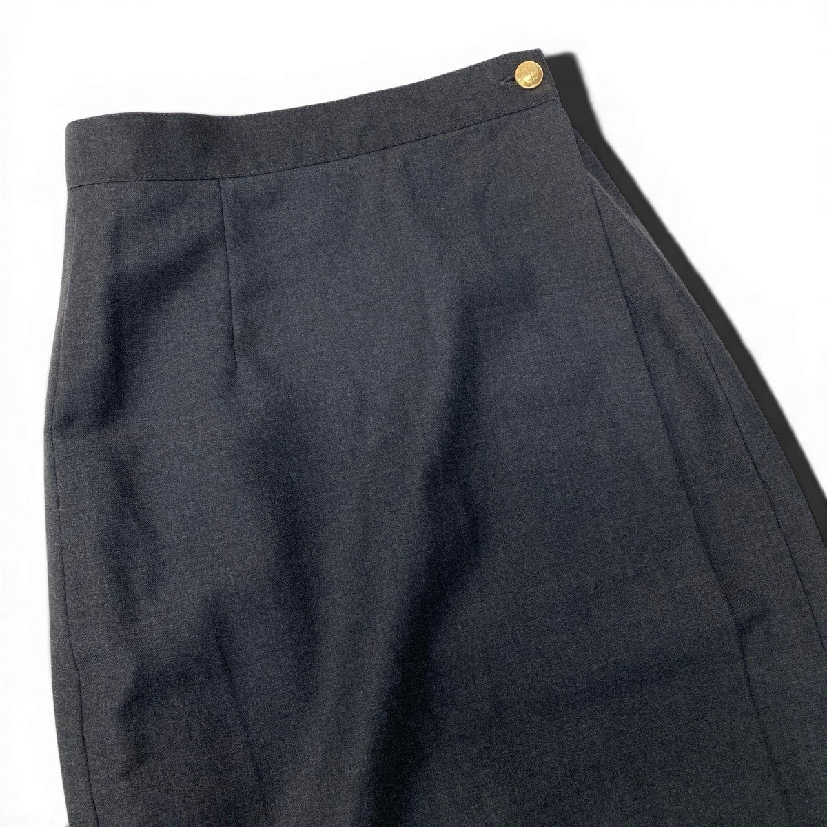 Ee28 GUCCI グッチ ヴィンテージ ラップスカート GG金ボタン サイズ42 ダークグレー ウール100％ レディース 女性服u02t
