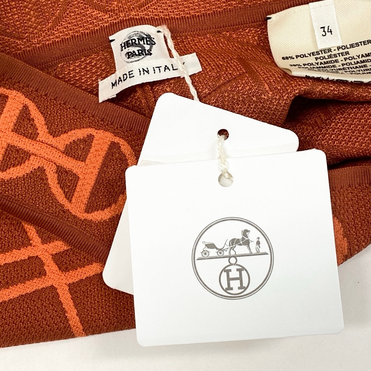 Ij9 【未使用タグ付】 HERMES エルメス H Rond bike shorts ニットショーツ 2E2404DG サイズ34 オレンジ レディースu02t