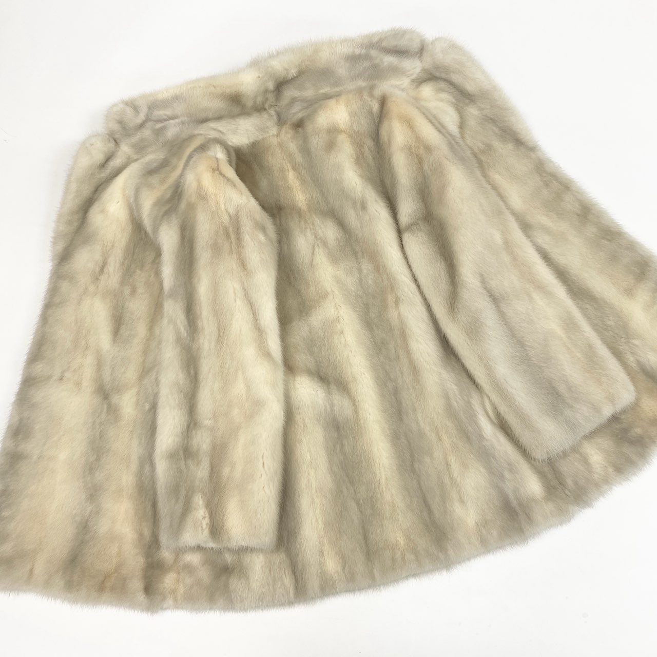 33l14 GINZA AZUMA パールミンク ファーコート サイズ11号 ホワイト 本毛皮 PEARL MINK FUR ポケット有t18r