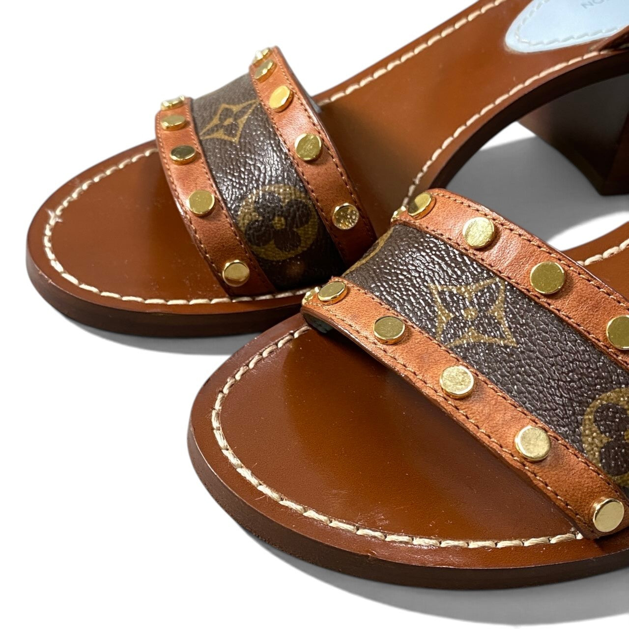 2h21 LOUIS VUITTON ルイヴィトン パッセンジャーライン アンクルストラップ サンダル モノグラム サイズ38 ブラウン レディースo07t