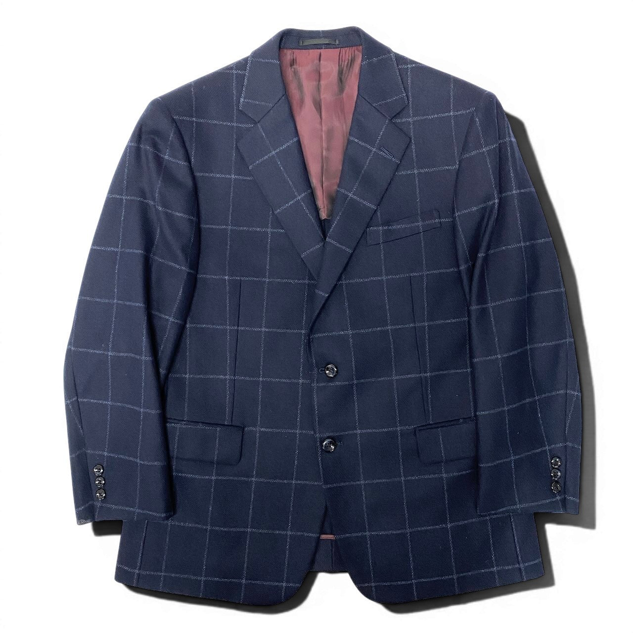 65e7 dunhill ダンヒル テーラードジャケット 背抜き チェック柄 ネイビー メンズ 紳士服u02t