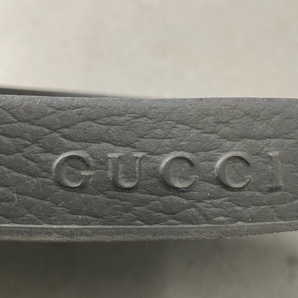 3f3 GUCCI グッチ ベナッシ シャワーサンダル 7 ホワイト ブラック ラバー スライドサンダル イタリア製 シューズ