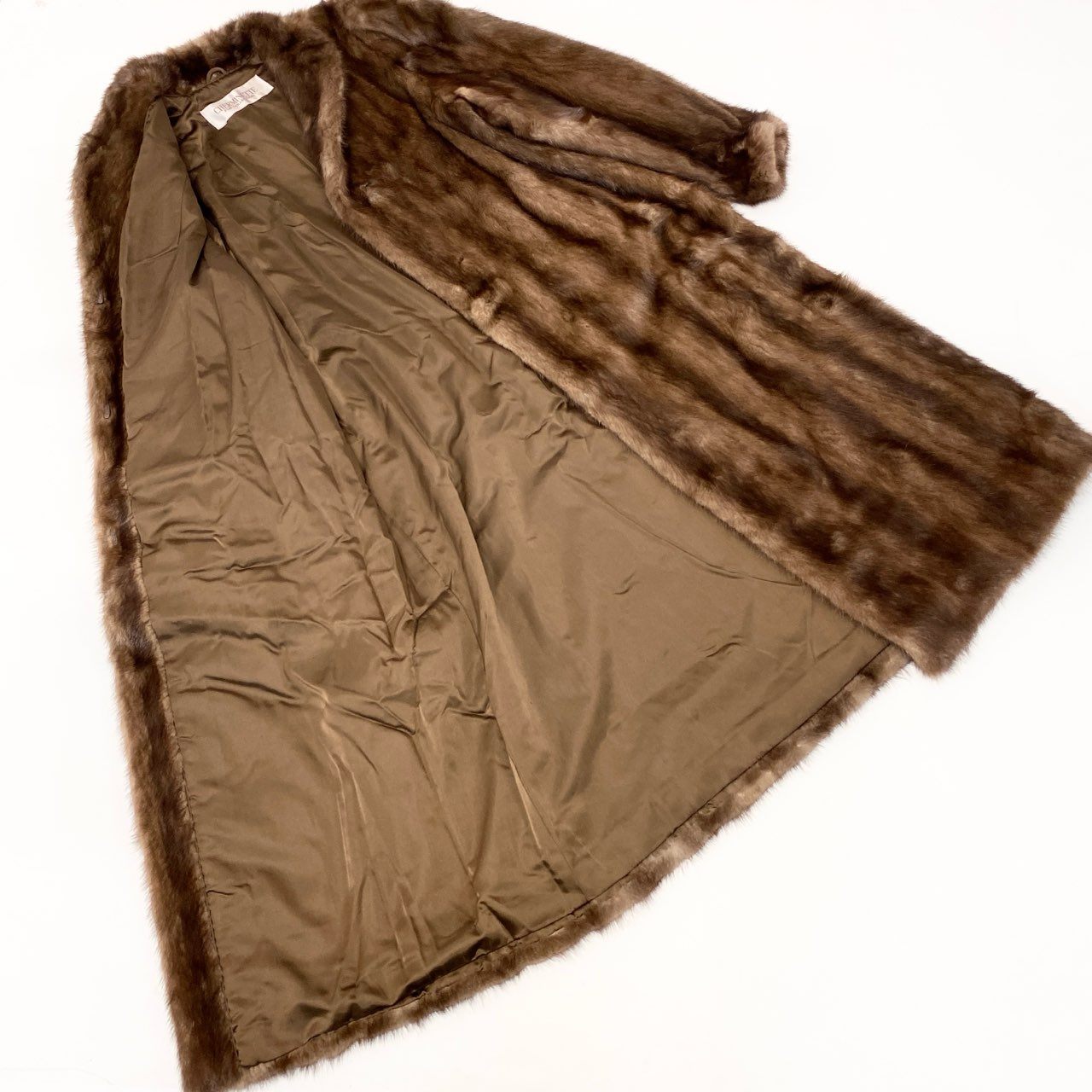 32k28 【美品】CHERMINETTE  ミンクコート ロングコート サイズ11号  デミバフミンク レディース MINK FURk02i