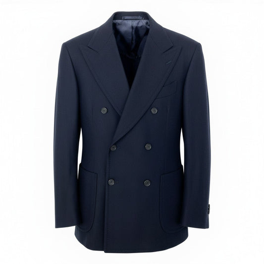 15d12 TITO ALLEGRETTO ティトアレグレット テーラードジャケット ブレザー ダブルブレスト  サイズ46 ブラック ウール100％ メンズ 紳士服o07t