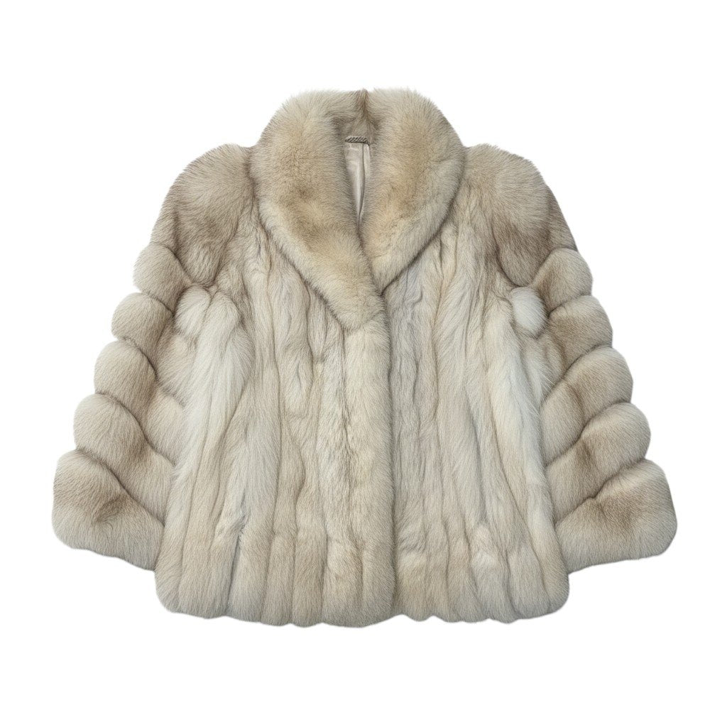 20i21 SAGA FOX サガフォックス 金サガ ブルーフォックス ファーコート サイズ13 ホワイト 最高級本毛皮 Fox Fur Coat リアルファーt18r