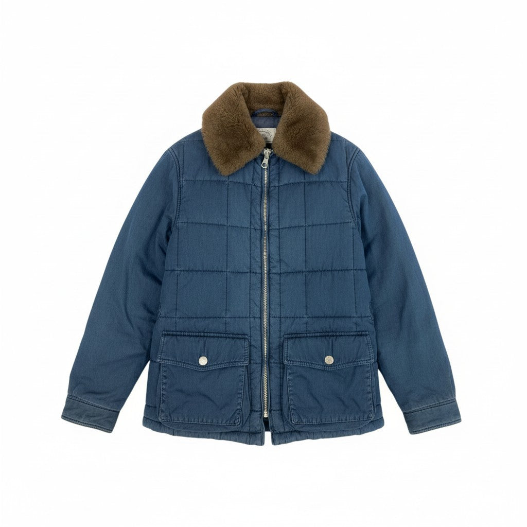 54L5 ARMANI JEANS アルマーニジーンズ 90's Archive キルティングジャケット アウター イタリア製 40サイズ ネイビー レディースu02t