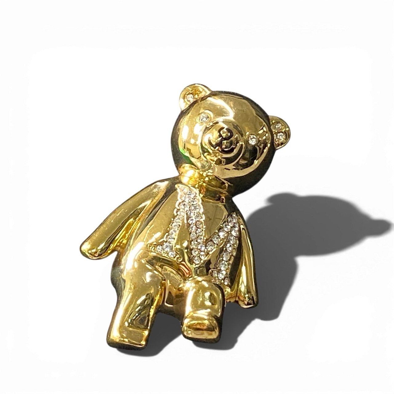 b2 Max Mara マックスマーラ メタル テディ ブローチ アクセサリー イタリア製 ゴールド メタル ガラス レディース 女性用u02t