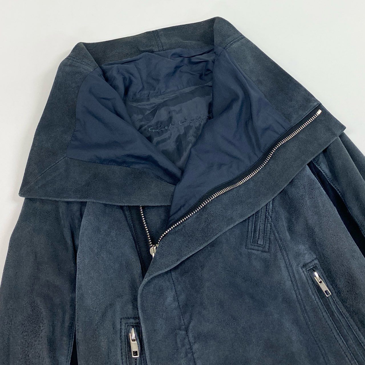 Ac2 Rick Owens リックオウエンス 2014SS ライダースジャケット レザージャケット 短丈 サイズ40 ネイビー系 レディース アウターk02i