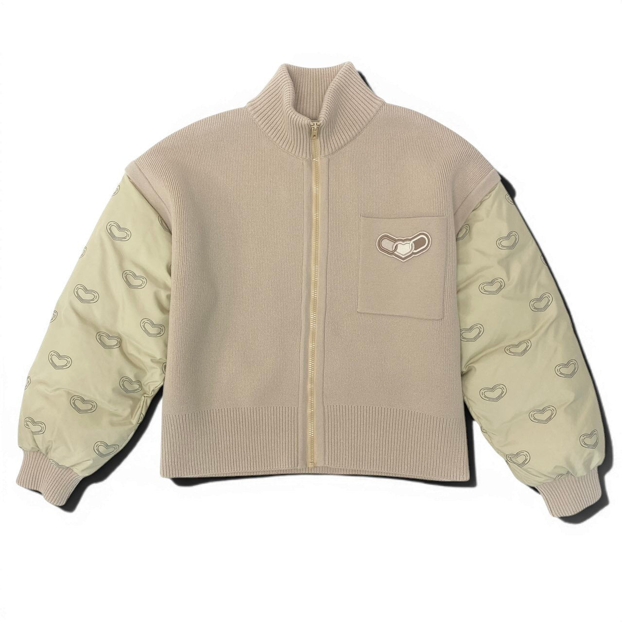 Ed24 HERMES エルメス 24~25AW カレイドスコープ エフェクト ジップジャケット 2way サイズ38 ベージュ レディースk02i