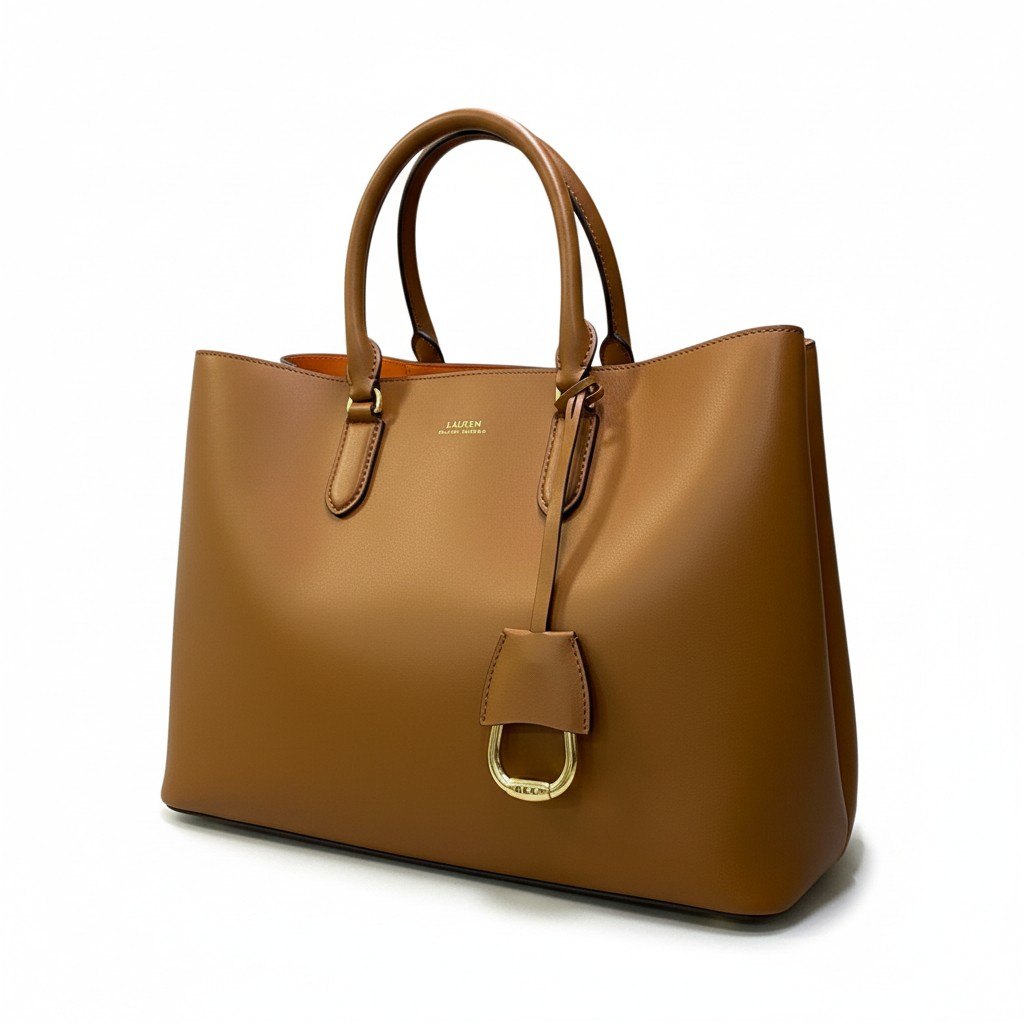 Bb20 LAUREN RALPH LAUREN ラルフローレン ショルダーストラップ付 トートバッグ ブラウン 大容量 ジップポケット付t18r