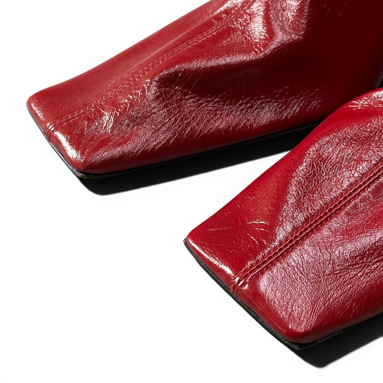 f10 【美品】 BOTTEGA VENETA ボッテガヴェネタ スクエアトゥ ヒール パンプス ローファー ブーティ イタリア製 40 1/2 レッド レザー レディースk02i
