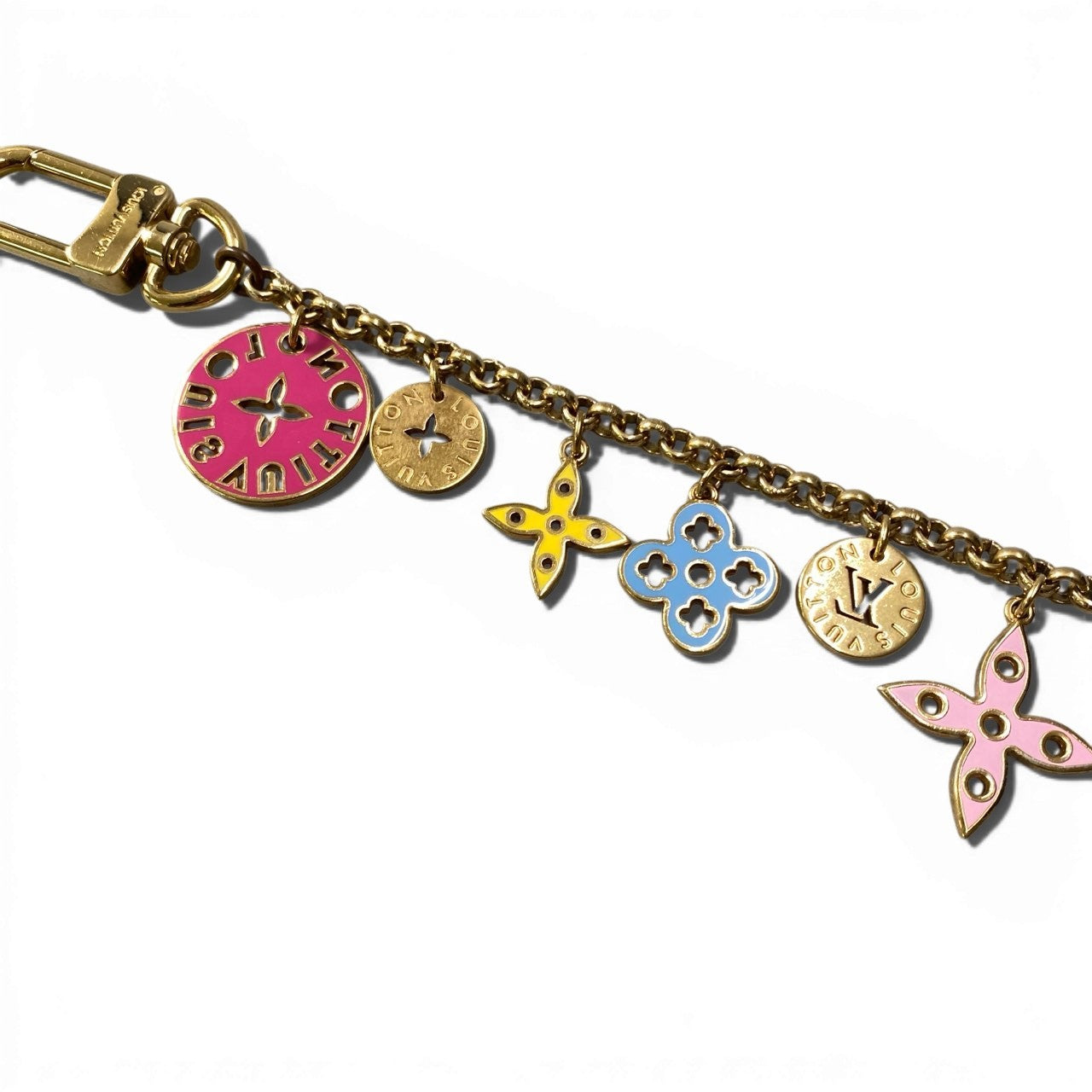 b5 LOUIS VUITTON ルイヴィトン ポルト クレ シェンヌ ルーピング キーホルダー バッグチャーム  マルチカラー 小物ta1