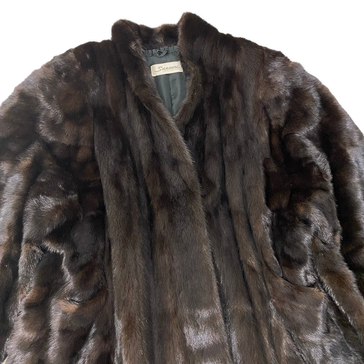 91h9 Sansuri FUR COLLECTION デミバフミンク ロングコート 丈105cm 裾幅250cm F ブラウン 最高級本毛皮 Mink Fur Long Coat 裾幅250cmt18r
