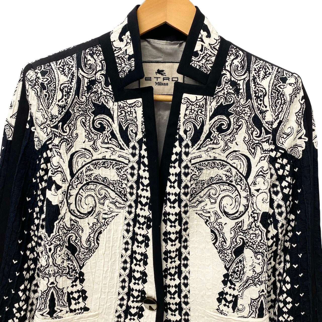 29e18 ETRO エトロ ロングコート コートジャケット ペイズリー柄 イタリア製 141-15000-449.0 42サイズ ホワイト ネイビー レディース 女性用t18r