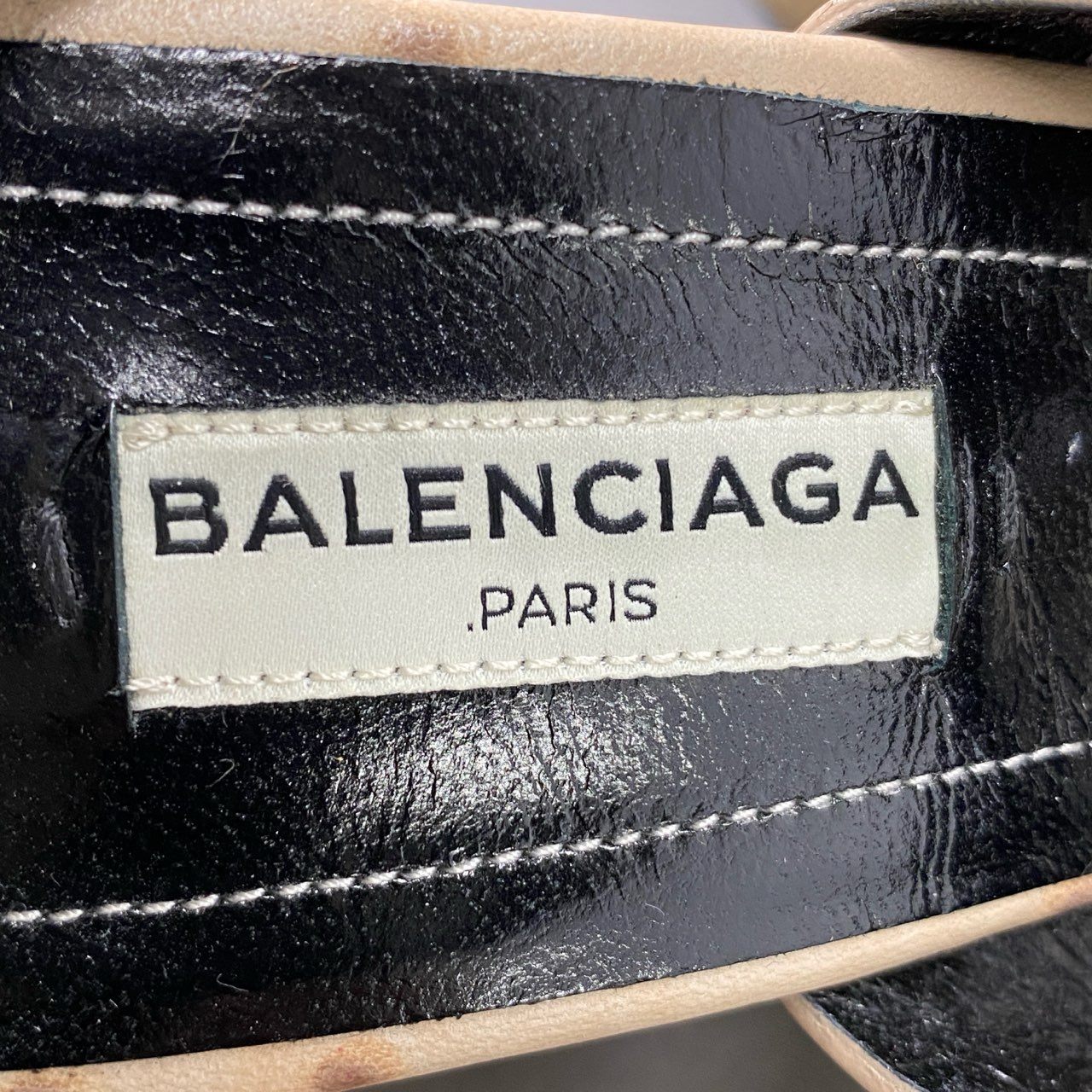 4f12 BALENCIAGA バレンシアガ オーストリッチ ウェッジソールサンダル 37 ベージュ レザー leather スペイン製 シューズ