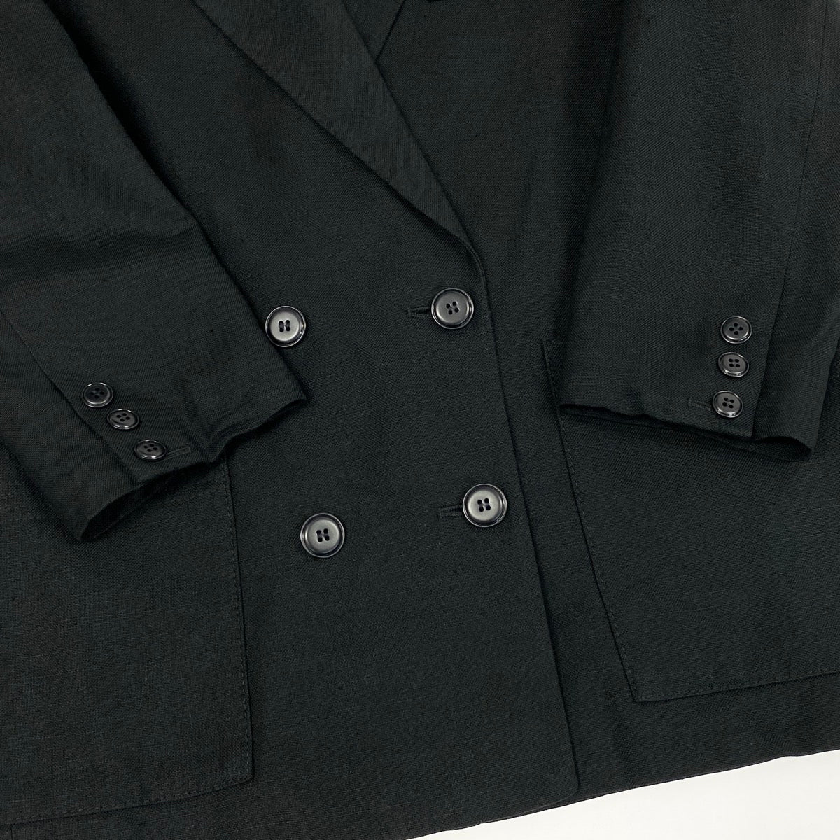 Eh6 Dior ディオール テーラードジャケット ダブルブレスト CDロゴ刺繍 イタリア製 リネンブレンド 40 ブラック レディース 女性用o07t