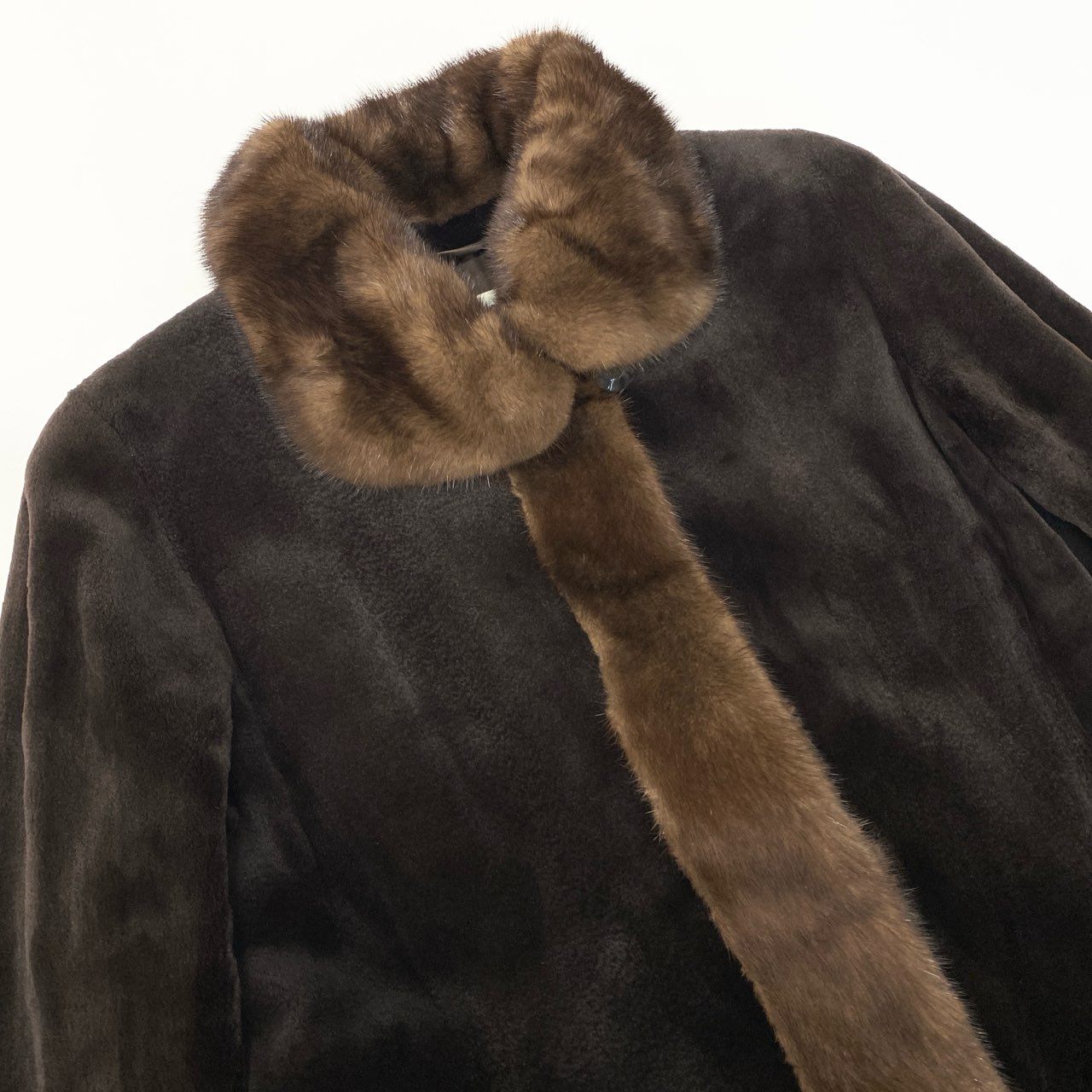 59a15 Altima アルティマ ミンクファー コート サイズ9～11 ブラウン 本毛皮 希少デザイン Mink Fur Coatt18r