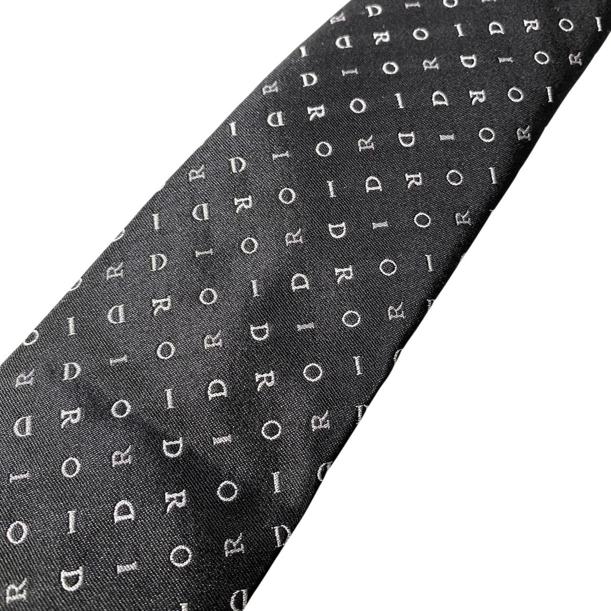 j14【未使用】 DIOR HOMME ディオールオム ブランドロゴ 総柄 ネクタイ ブラック シルク100％ メンズu02t