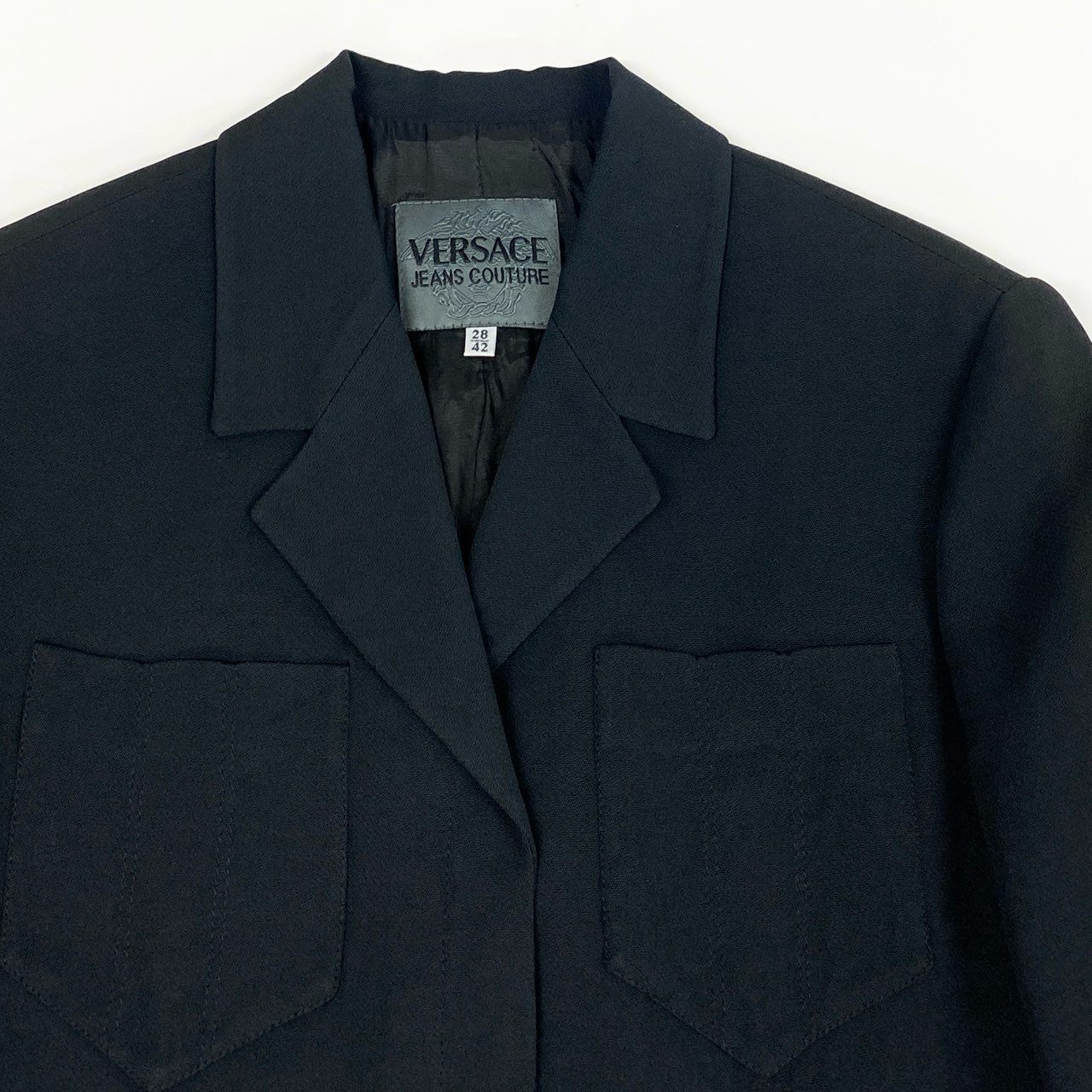 33a26 VERSACE JEANS COUTURE ヴェルサーチ ジーンズ クチュール シャツジャケット ジャケット アウター 28/42サイズ ブラック レーヨン100％ レディース 女性用o07t