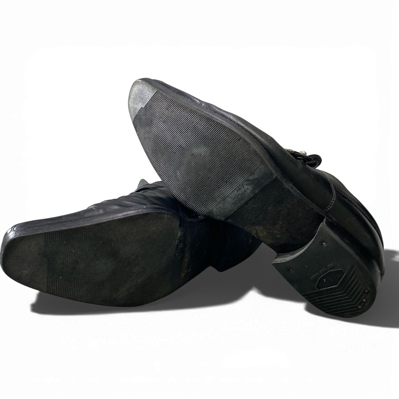 2a5 DOLCE&GABBANA ドルチェアンドガッパーナ ローファー レザーシューズ DGロゴプレート ビジネスシューズ 7サイズ ブラック レザー メンズk02i